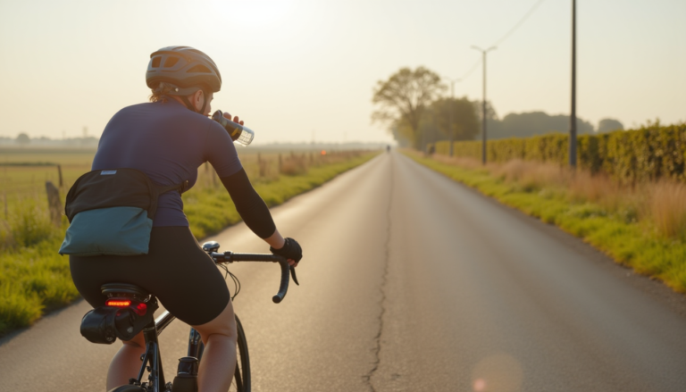 Coureur sur route longue avec hydratation et matériel adaptés pour longue sortie